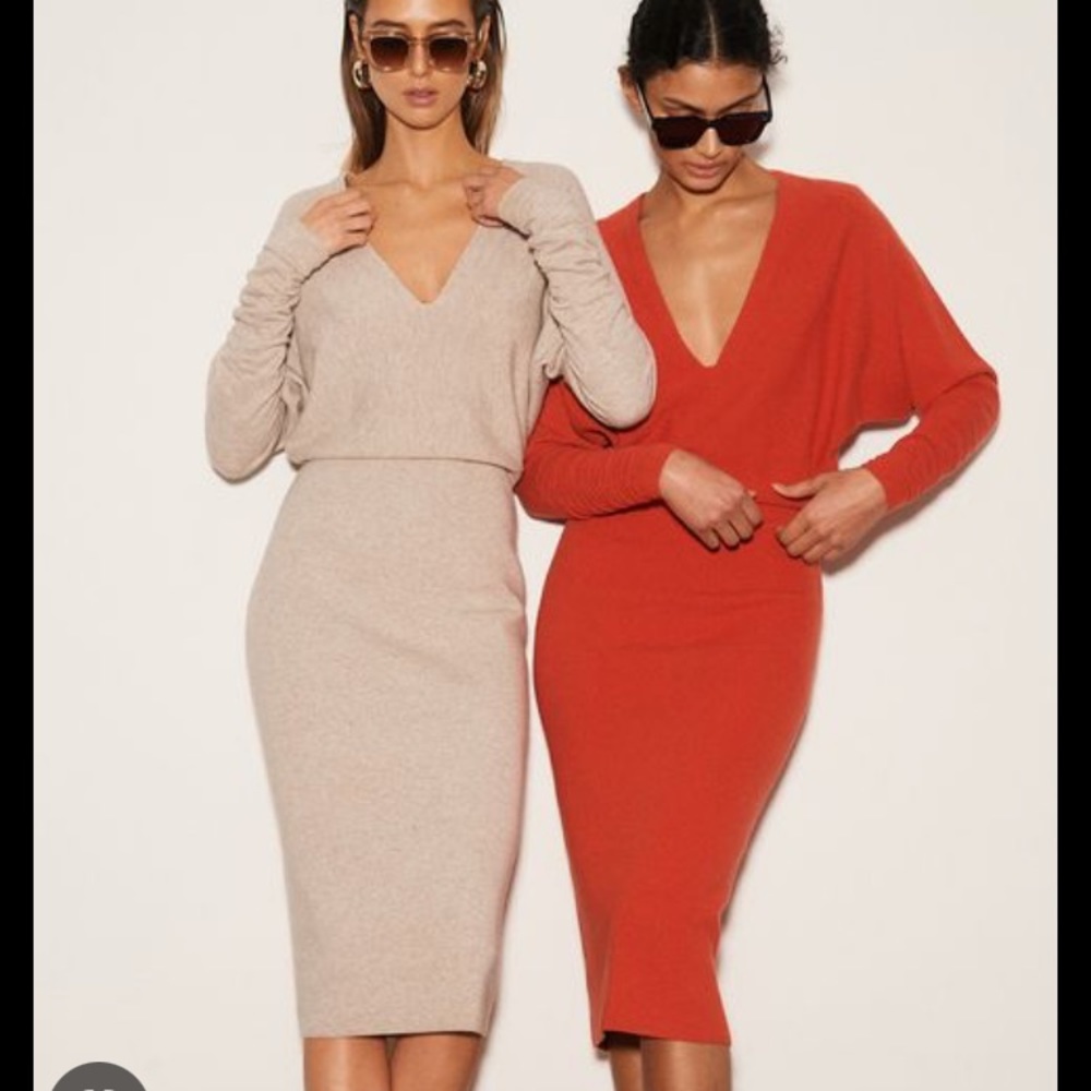 New Reiss Jenna ruched sleeve dress knit wool blend sweater dress size S